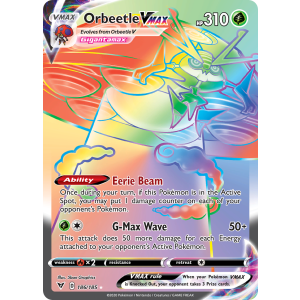 Rare Rainbow Orbeetle VMAX 186/185 Pokemon TCG Sword & Shield Vivid Voltage