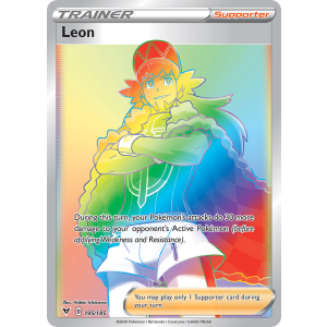 Rare Rainbow Leon 195/185 Pokemon TCG Sword & Shield Vivid Voltage