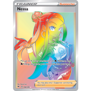 Rare Rainbow Nessa 196/185 Pokemon TCG Sword & Shield Vivid Voltage