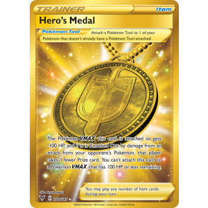 Rare Secret Hero's Medal 201/185 Pokemon TCG Sword & Shield Vivid Voltage