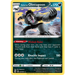 Rare Holo Galarian Obstagoon 37/73 Pokemon TCG Sword & Shield Champion's Path
