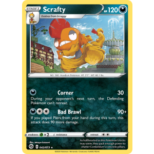 Rare Holo Scrafty 42/73 Pokemon TCG Sword & Shield Champion's Path