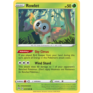 Rowlet 11/189 Pokemon TCG Sword & Shield Darkness Ablaze