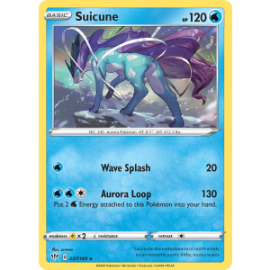 Rare Holo Suicune 37/189 Pokemon TCG Sword & Shield Darkness Ablaze