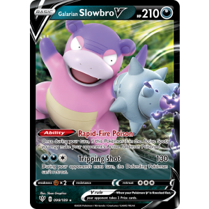 Rare Holo V Galarian Slowbro V 99/189 Pokemon TCG Sword & Shield Darkness Ablaze