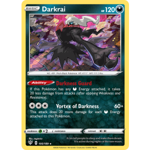 Rare Holo Darkrai 105/189 Pokemon TCG Sword & Shield Darkness Ablaze