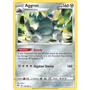 Rare Holo Aggron 123/189 Pokemon TCG Sword & Shield Darkness Ablaze