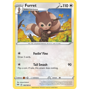 Furret 136/189 Pokemon TCG Sword & Shield Darkness Ablaze