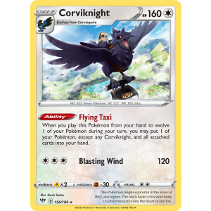 Rare Holo Corviknight 156/189 Pokemon TCG Sword & Shield Darkness Ablaze