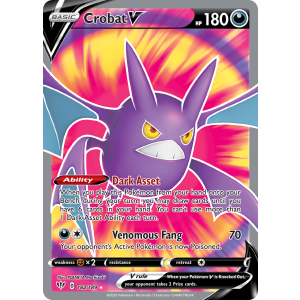 Rare Ultra Crobat V 182/189 Pokemon TCG Sword & Shield Darkness Ablaze