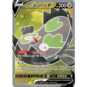 Rare Ultra Galarian Stunfisk V 184/189 Pokemon TCG Sword & Shield Darkness Ablaze