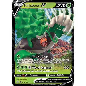 Rare Holo V Rillaboom V 17/192 Pokemon TCG Sword & Shield Rebel Clash