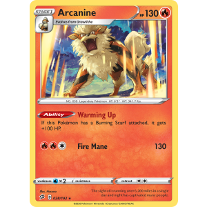 Arcanine 28/192 Pokemon TCG Sword & Shield Rebel Clash