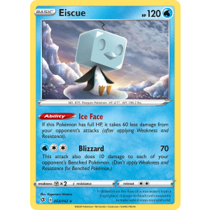 Rare Holo Eiscue 54/192 Pokemon TCG Sword & Shield Rebel Clash