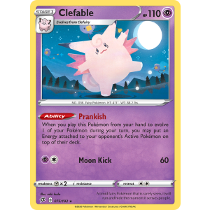 Rare Holo Clefable 75/192 Pokemon TCG Sword & Shield Rebel Clash