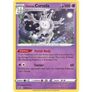 Rare Holo Galarian Cursola 79/192 Pokemon TCG Sword & Shield Rebel Clash