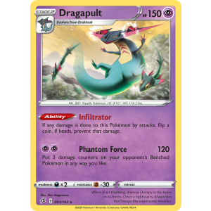 Rare Holo Dragapult 91/192 Pokemon TCG Sword & Shield Rebel Clash