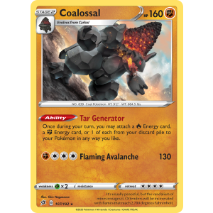 Rare Holo Coalossal 107/192 Pokemon TCG Sword & Shield Rebel Clash