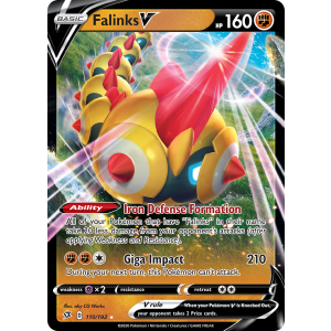 Rare Holo V Falinks V 110/192 Pokemon TCG Sword & Shield Rebel Clash