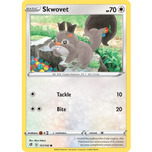 Skwovet 151/192 Pokemon TCG Sword & Shield Rebel Clash