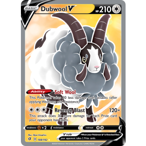 Rare Ultra Dubwool V 188/192 Pokemon TCG Sword & Shield Rebel Clash