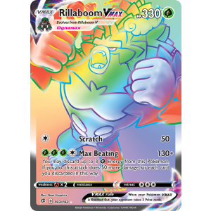 Rare Rainbow Rillaboom VMAX 193/192 Pokemon TCG Sword & Shield Rebel Clash