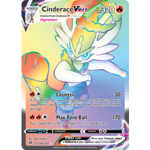 Rare Rainbow Cinderace VMAX 194/192 Pokemon TCG Sword & Shield Rebel Clash