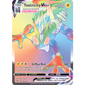 Rare Rainbow Toxtricity VMAX 196/192 Pokemon TCG Sword & Shield Rebel Clash