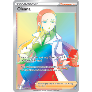 Rare Rainbow Oleana 202/192 Pokemon TCG Sword & Shield Rebel Clash