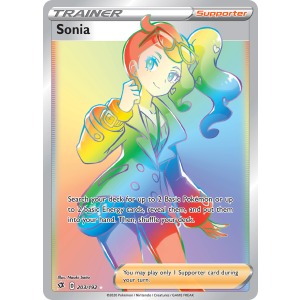 Rare Rainbow Sonia 203/192 Pokemon TCG Sword & Shield Rebel Clash