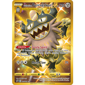 Rare Secret Galarian Perrserker 205/192 Pokemon TCG Sword & Shield Rebel Clash