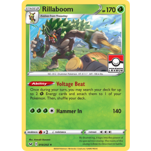 Rare Holo Rillaboom 14/202 Pokemon TCG Sword & Shield Sword & Shield