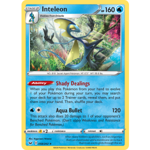 Rare Holo Inteleon 58/202 Pokemon TCG Sword & Shield Sword & Shield