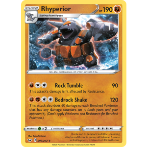 Rare Holo Rhyperior 99/202 Pokemon TCG Sword & Shield Sword & Shield