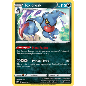 Rare Holo Toxicroak 124/202 Pokemon TCG Sword & Shield Sword & Shield