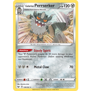 Rare Holo Galarian Perrserker 128/202 Pokemon TCG Sword & Shield Sword & Shield