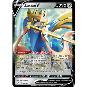 Rare Holo V Zacian V 138/202 Pokemon TCG Sword & Shield Sword & Shield