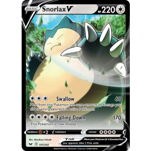 Rare Holo V Snorlax V 141/202 Pokemon TCG Sword & Shield Sword & Shield