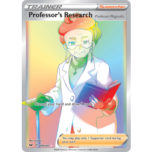 Rare Rainbow Professor's Research Professor Magnolia 209/202 Pokemon TCG Sword & Shield Sword & Shield