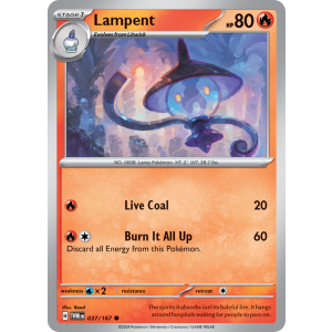 Lampent 37/167 Pokemon TCG Scarlet & Violet Twilight Masquerade