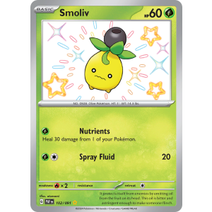 Shiny Rare Smoliv 102/91 Pokemon TCG Scarlet & Violet Paldean Fates