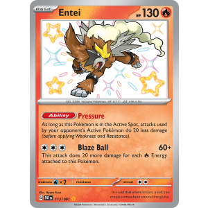 Shiny Rare Entei 112/91 Pokemon TCG Scarlet & Violet Paldean Fates