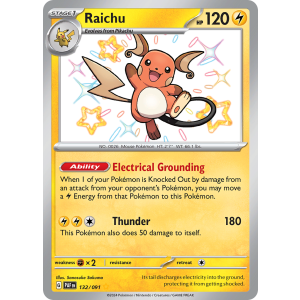 Shiny Rare Raichu 132/91 Pokemon TCG Scarlet & Violet Paldean Fates