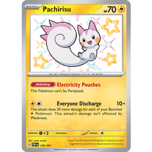 Shiny Rare Pachirisu 138/91 Pokemon TCG Scarlet & Violet Paldean Fates