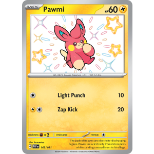 Shiny Rare Pawmi 142/91 Pokemon TCG Scarlet & Violet Paldean Fates