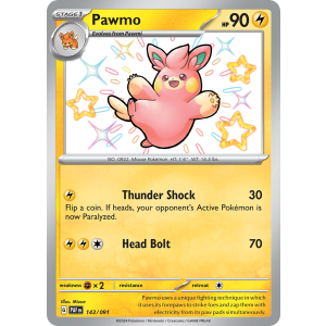 Shiny Rare Pawmo 143/91 Pokemon TCG Scarlet & Violet Paldean Fates