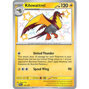 Shiny Rare Kilowattrel 146/91 Pokemon TCG Scarlet & Violet Paldean Fates