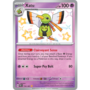 Shiny Rare Xatu 152/91 Pokemon TCG Scarlet & Violet Paldean Fates