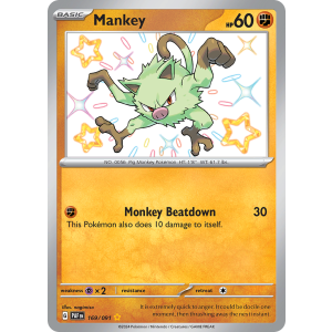 Shiny Rare Mankey 169/91 Pokemon TCG Scarlet & Violet Paldean Fates