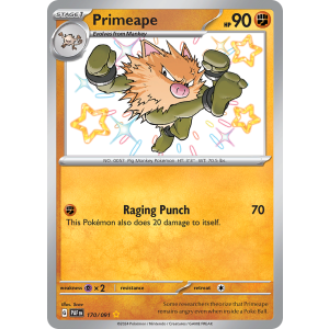 Shiny Rare Primeape 170/91 Pokemon TCG Scarlet & Violet Paldean Fates